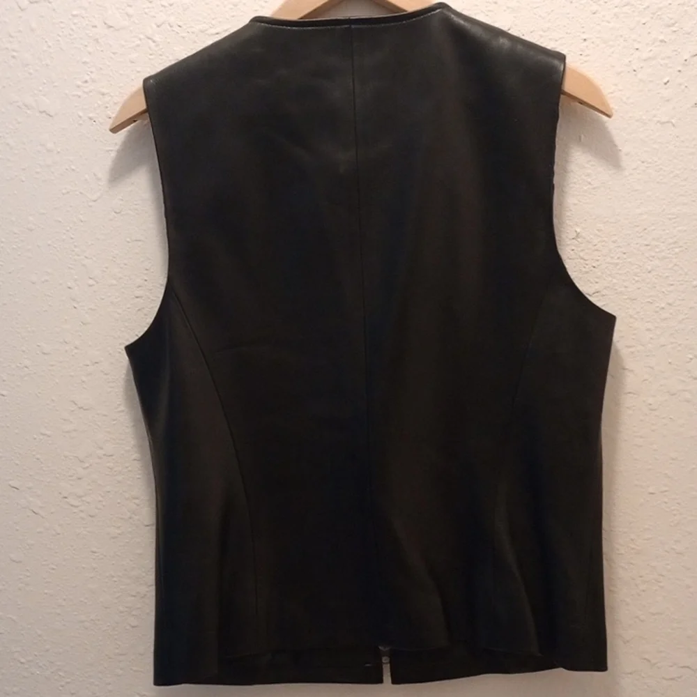 Talbots Black Leather Vest Minimalist Design - Picture 5 of 8